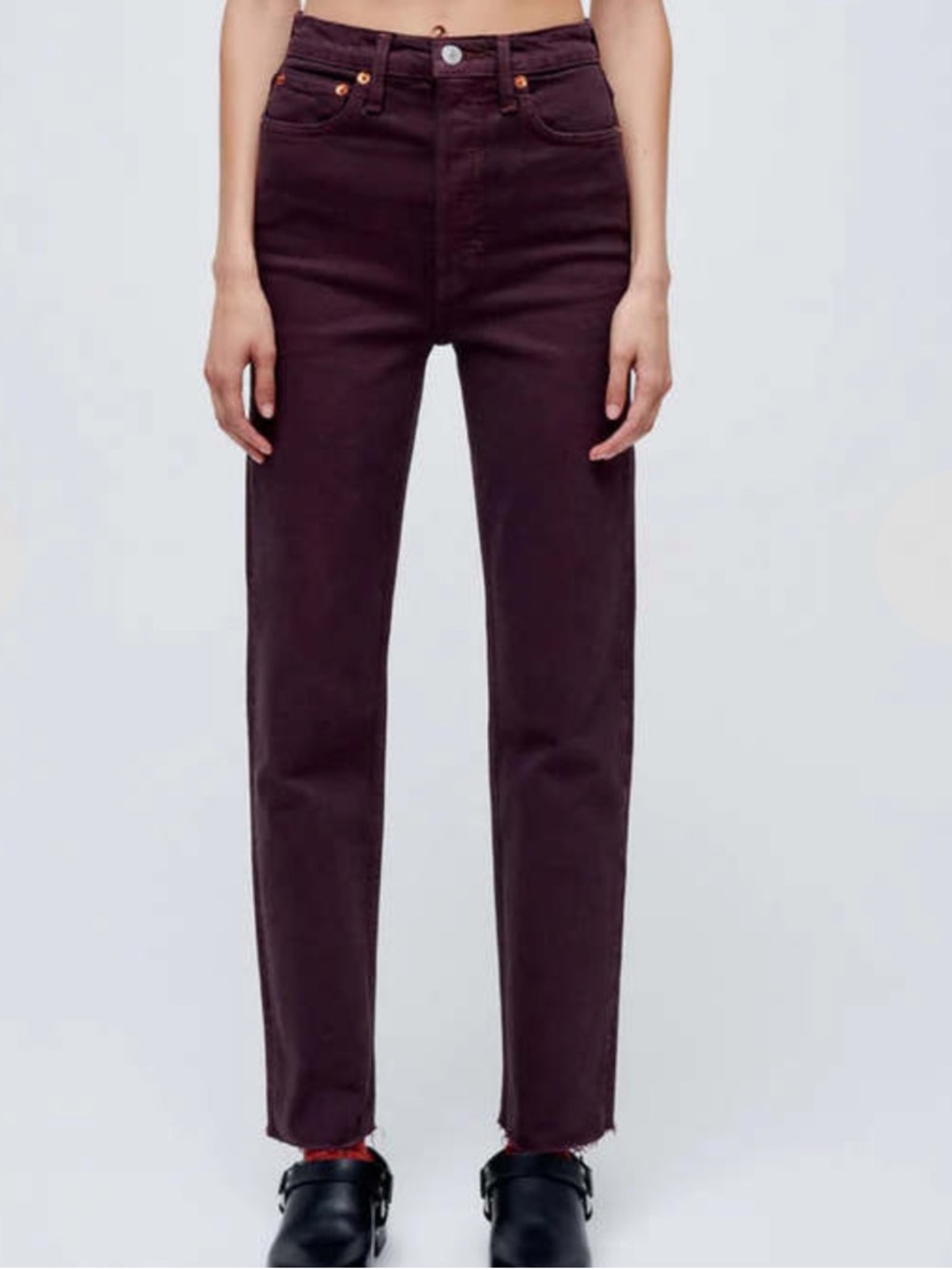 NWT RE/DONE 70s Ultra High Stovepipe Jeans Plum Size 24 Retail $285.00